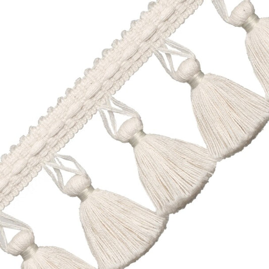 Bali Cotton Tassel Fringe Trim by Samuel & Sons in Cream
