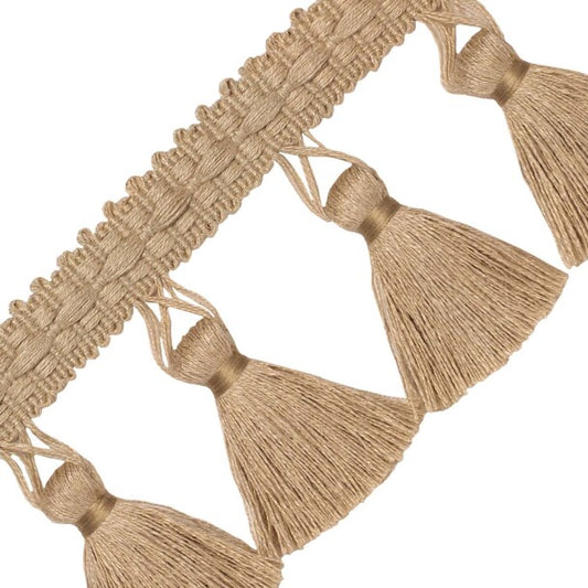 Bali Jute Tassel Fringe Trim by Samuel & Sons in Burlap