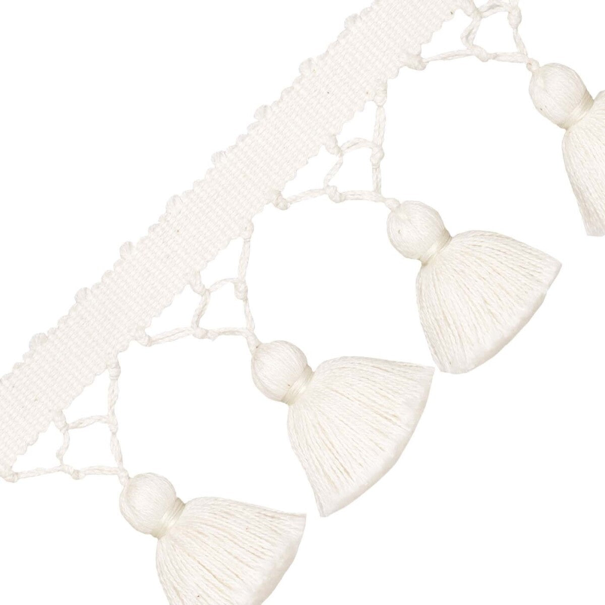 Bali Cotton Knotted Tassel Fringe Trim by Samuel & Sons in Cream