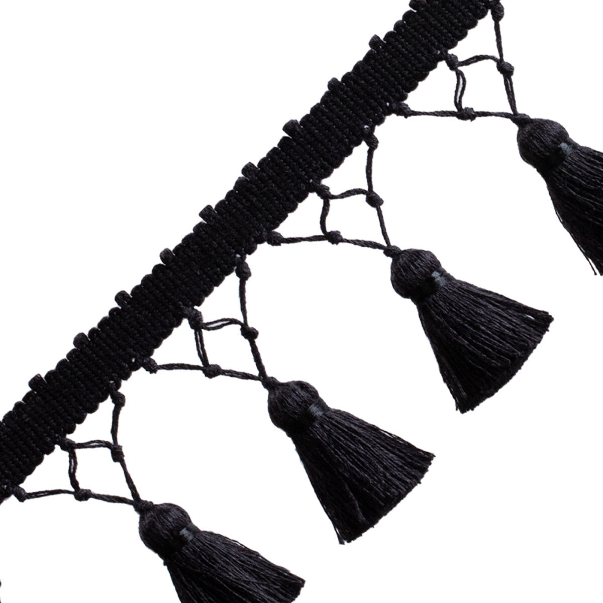 Bali Linen Knotted Tassel Fringe Trim by Samuel & Sons in Onyx