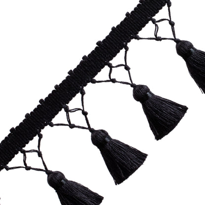 Bali Linen Knotted Tassel Fringe Trim by Samuel & Sons in Onyx