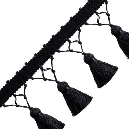 Bali Linen Knotted Tassel Fringe Trim by Samuel & Sons in Onyx