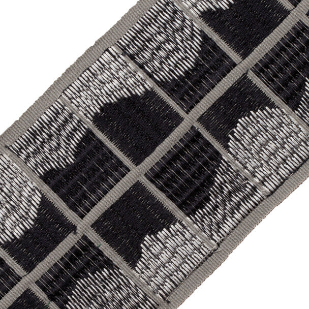 Umbriel Embroidered Border Trim by Samuel & Sons in Obsidian