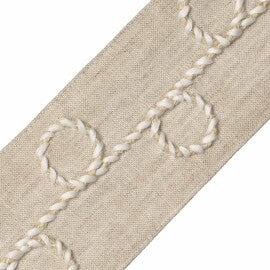 Uma Embroidered Border Trim by Samuel & Sons in Flax