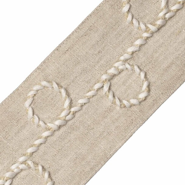 Uma Embroidered Border Trim by Samuel & Sons in Flax