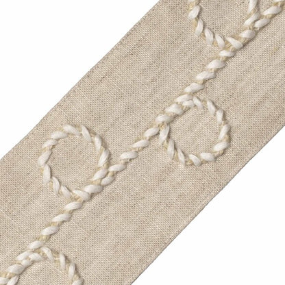 Uma Embroidered Border Trim by Samuel & Sons in Flax