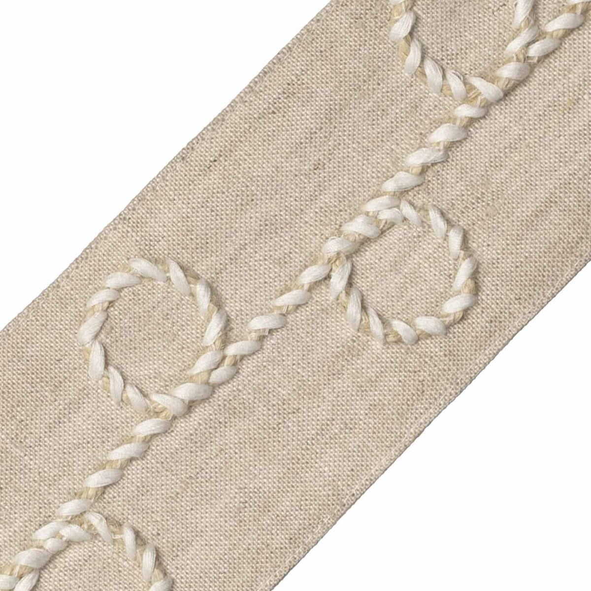 Uma Embroidered Border Trim by Samuel & Sons in Flax