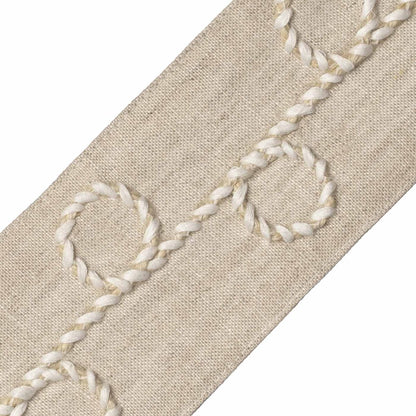 Uma Embroidered Border Trim by Samuel & Sons in Flax