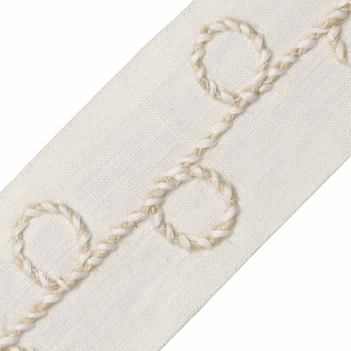 Uma Embroidered Border Trim by Samuel & Sons in Cream
