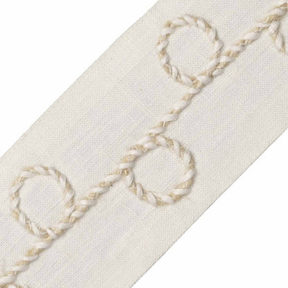 Uma Embroidered Border Trim by Samuel & Sons in Cream