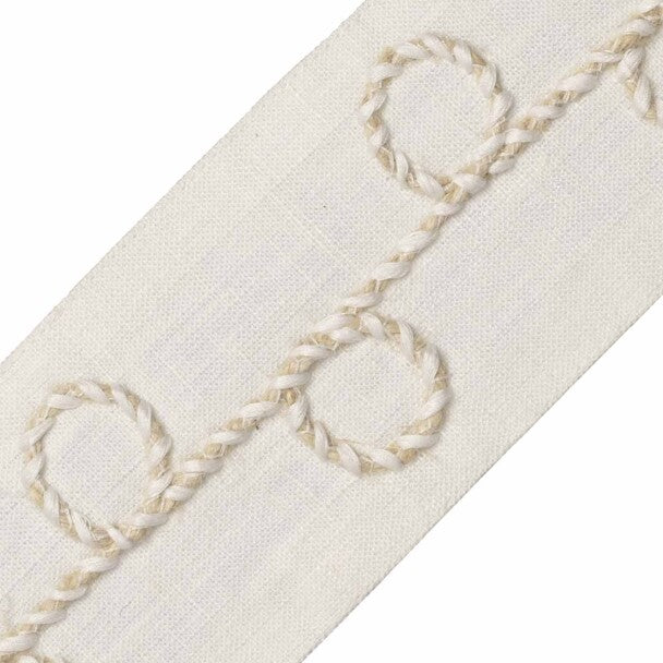 Uma Embroidered Border Trim by Samuel & Sons in Cream