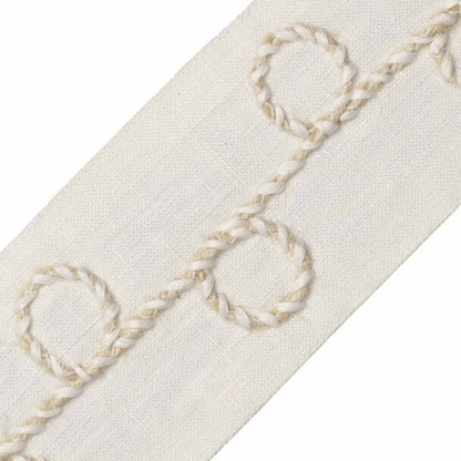 Uma Embroidered Border Trim by Samuel & Sons in Cream