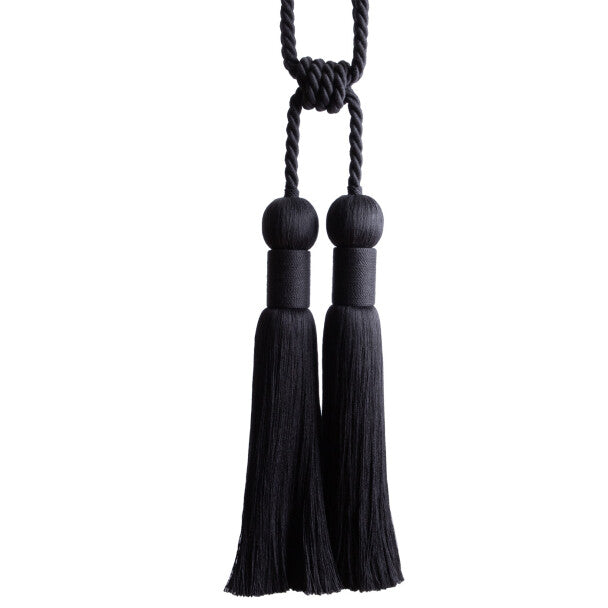 Bali Linen Double Tassel Tieback by Samuel & Sons in Onyx
