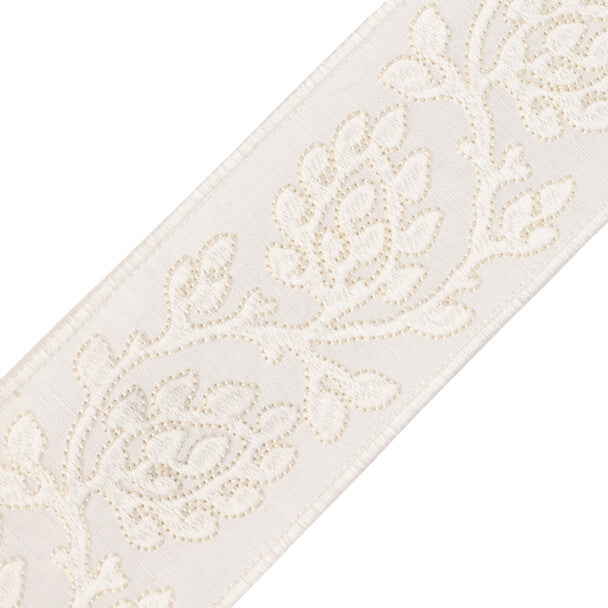 Mare Embroidered Border Trim by Samuel & Sons in White Sand