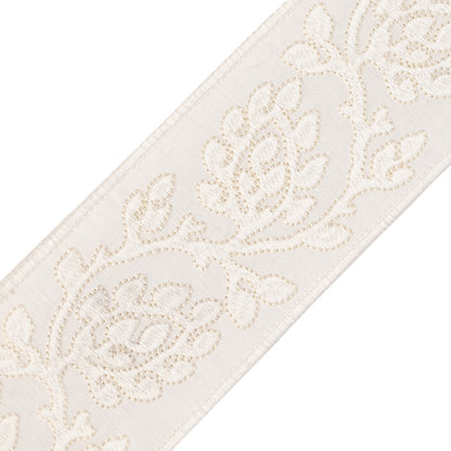 Mare Embroidered Border Trim by Samuel & Sons in White Sand