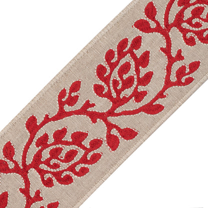 Mare Embroidered Border Trim by Samuel & Sons in Crimson