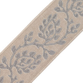 Mare Embroidered Border Trim by Samuel & Sons in Pebble