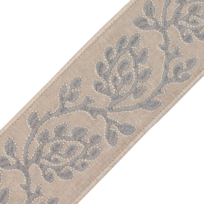 Mare Embroidered Border Trim by Samuel & Sons in Pebble