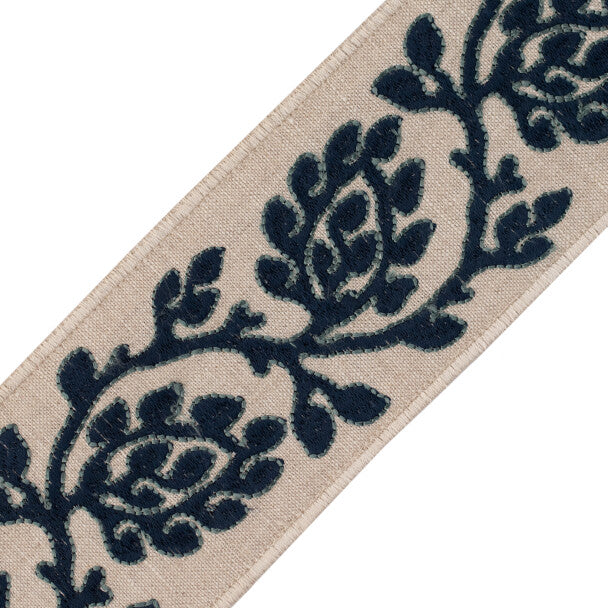 Mare Embroidered Border Trim by Samuel & Sons in Marine