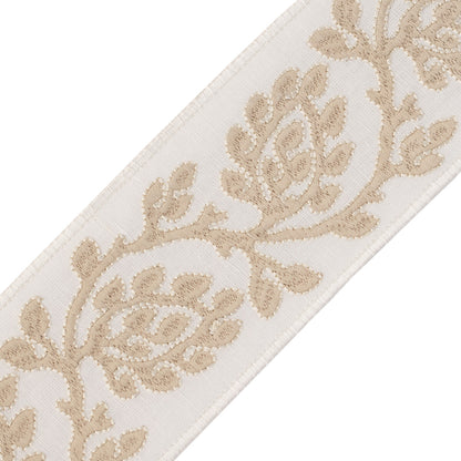 Mare Embroidered Border Trim by Samuel & Sons in Oyster