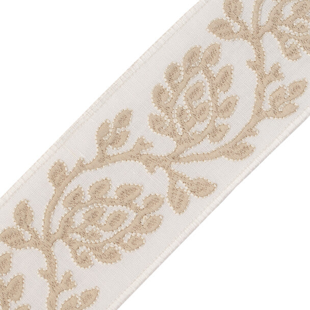 Mare Embroidered Border Trim by Samuel & Sons in Oyster