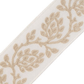 Mare Embroidered Border Trim by Samuel & Sons in Oyster