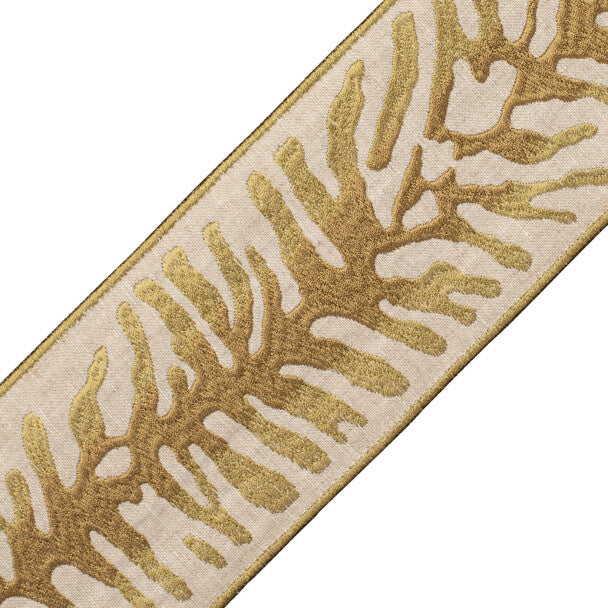 Tahiti Embroidered Border Trim by Samuel & Sons in Seagrass