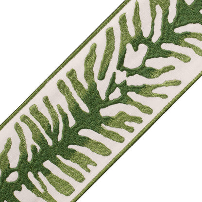 Tahiti Embroidered Border Trim by Samuel & Sons in Kelp