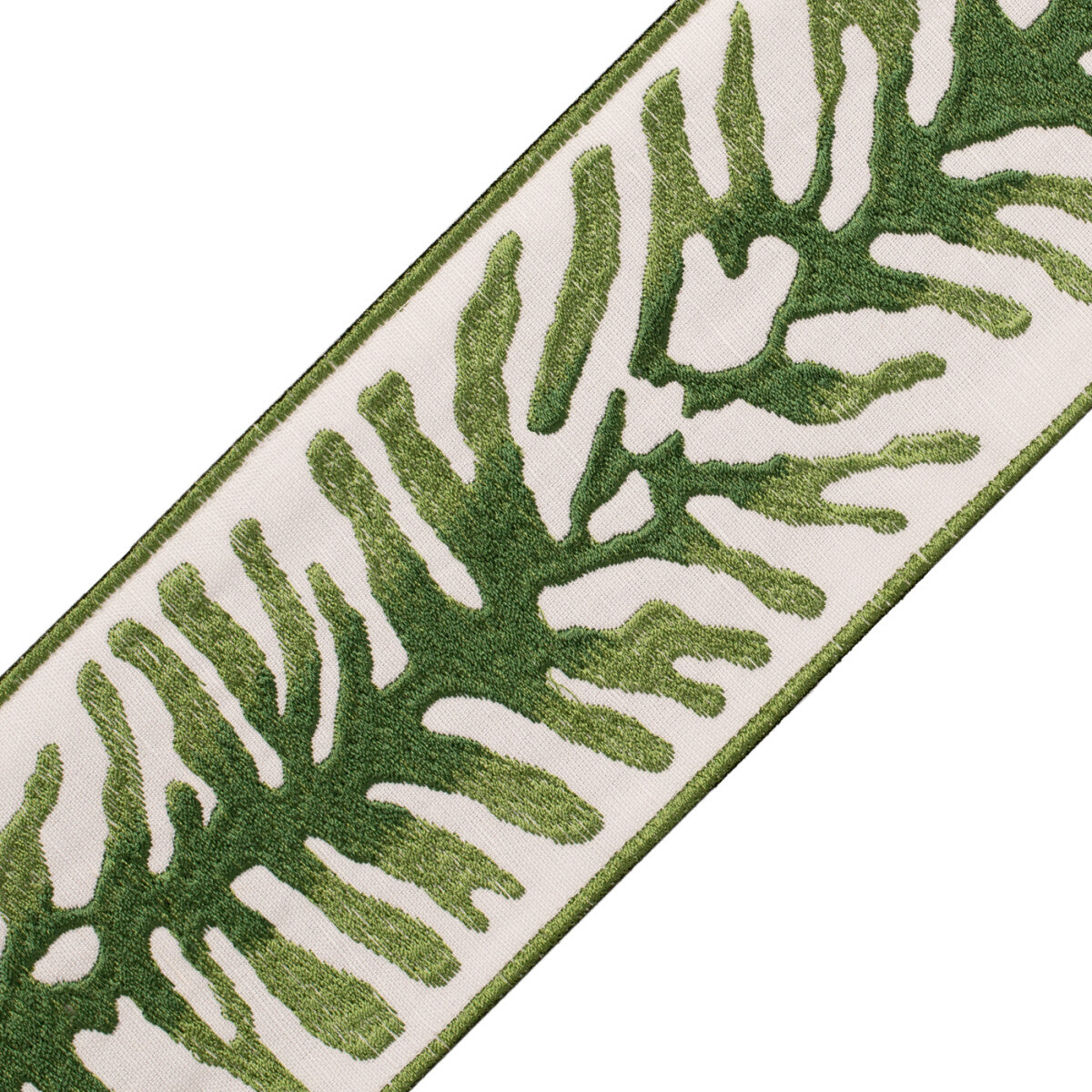Tahiti Embroidered Border Trim by Samuel & Sons in Kelp