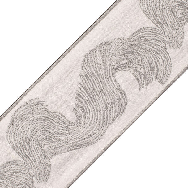Oahu Embroidered Border Trim by Samuel & Sons in Pebble
