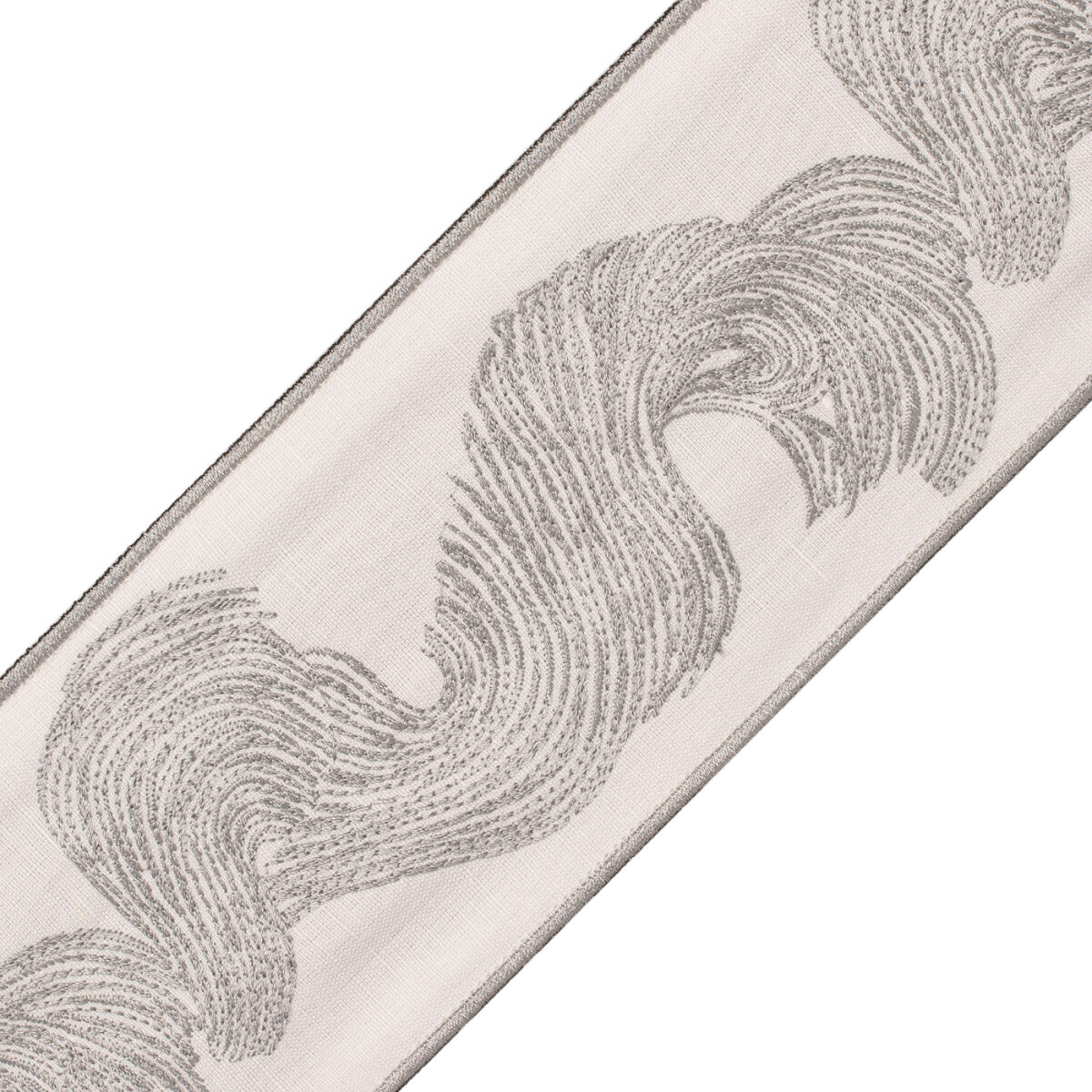 Oahu Embroidered Border Trim by Samuel & Sons in Pebble