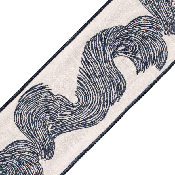 Oahu Embroidered Border Trim by Samuel & Sons in Marine