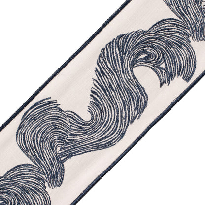 Oahu Embroidered Border Trim by Samuel & Sons in Marine