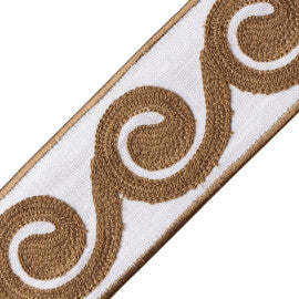 Maui Embroidered Border Trim by Samuel & Sons in Seagrass