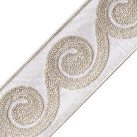 Maui Embroidered Border Trim by Samuel & Sons in White Sand