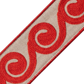 Maui Embroidered Border Trim by Samuel & Sons in Crimson