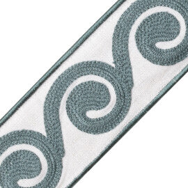 Maui Embroidered Border Trim by Samuel & Sons in Tidepool