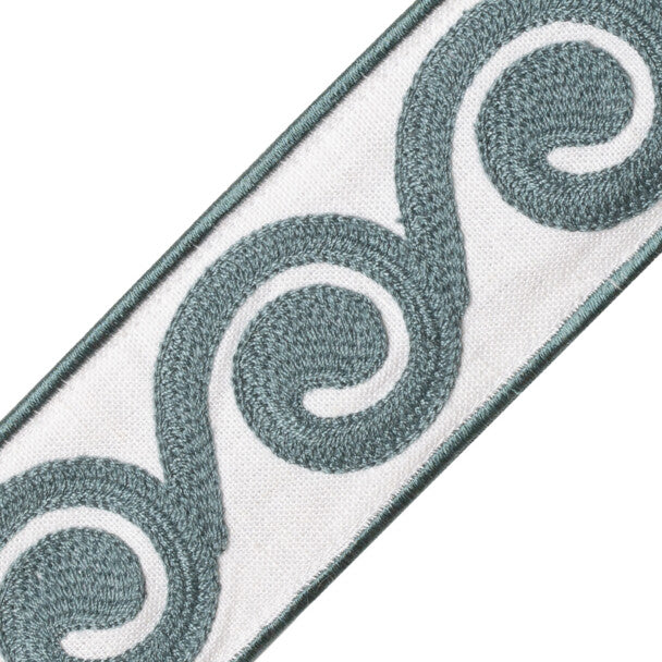 Maui Embroidered Border Trim by Samuel & Sons in Tidepool