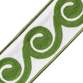 Maui Embroidered Border Trim by Samuel & Sons in Kelp