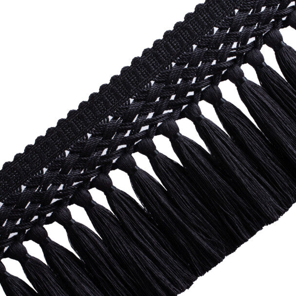 Édelie Linen Tassel Skirt Fringe Trim by Samuel & Sons in Onyx