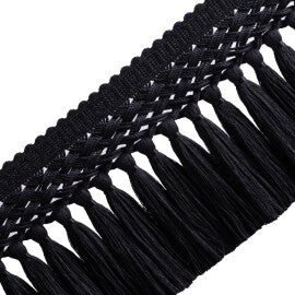Édelie Linen Tassel Skirt Fringe Trim by Samuel & Sons in Onyx