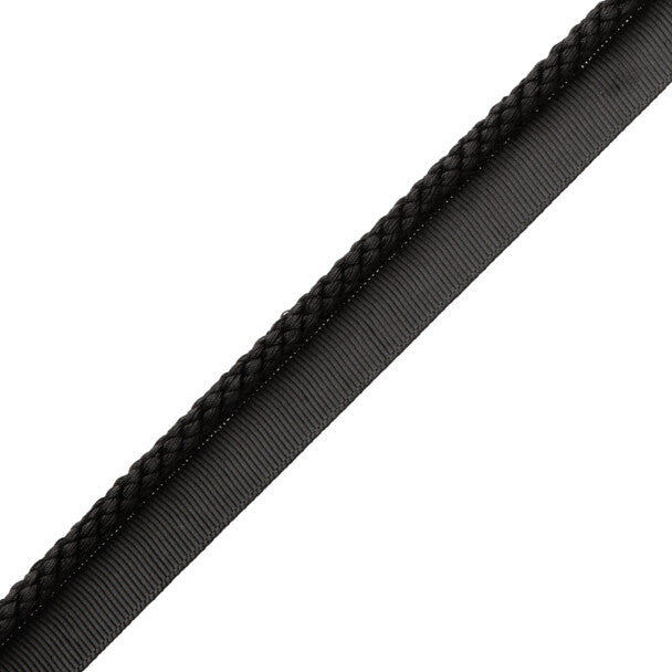 1/4" Cambridge Cord With Tape Trim by Samuel & Sons in Black