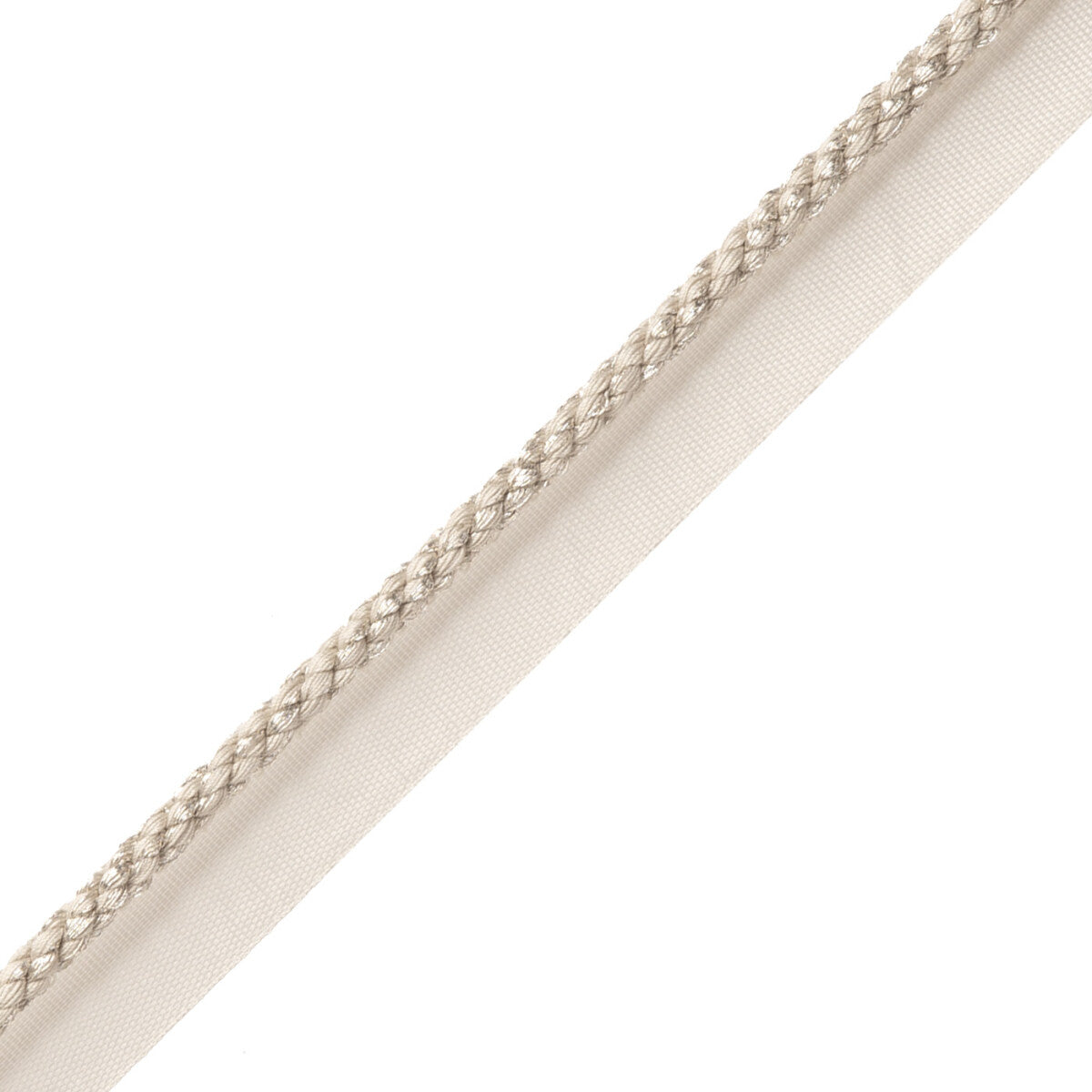 1/4" Cambridge Metallic Cord With Tape Trim by Samuel & Sons in Platinum