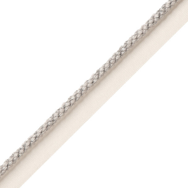 1/4" Cambridge Metallic Cord With Tape Trim by Samuel & Sons in Silver Leaf