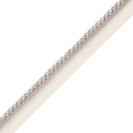 1/4" Cambridge Metallic Cord With Tape Trim by Samuel & Sons in Silver Leaf