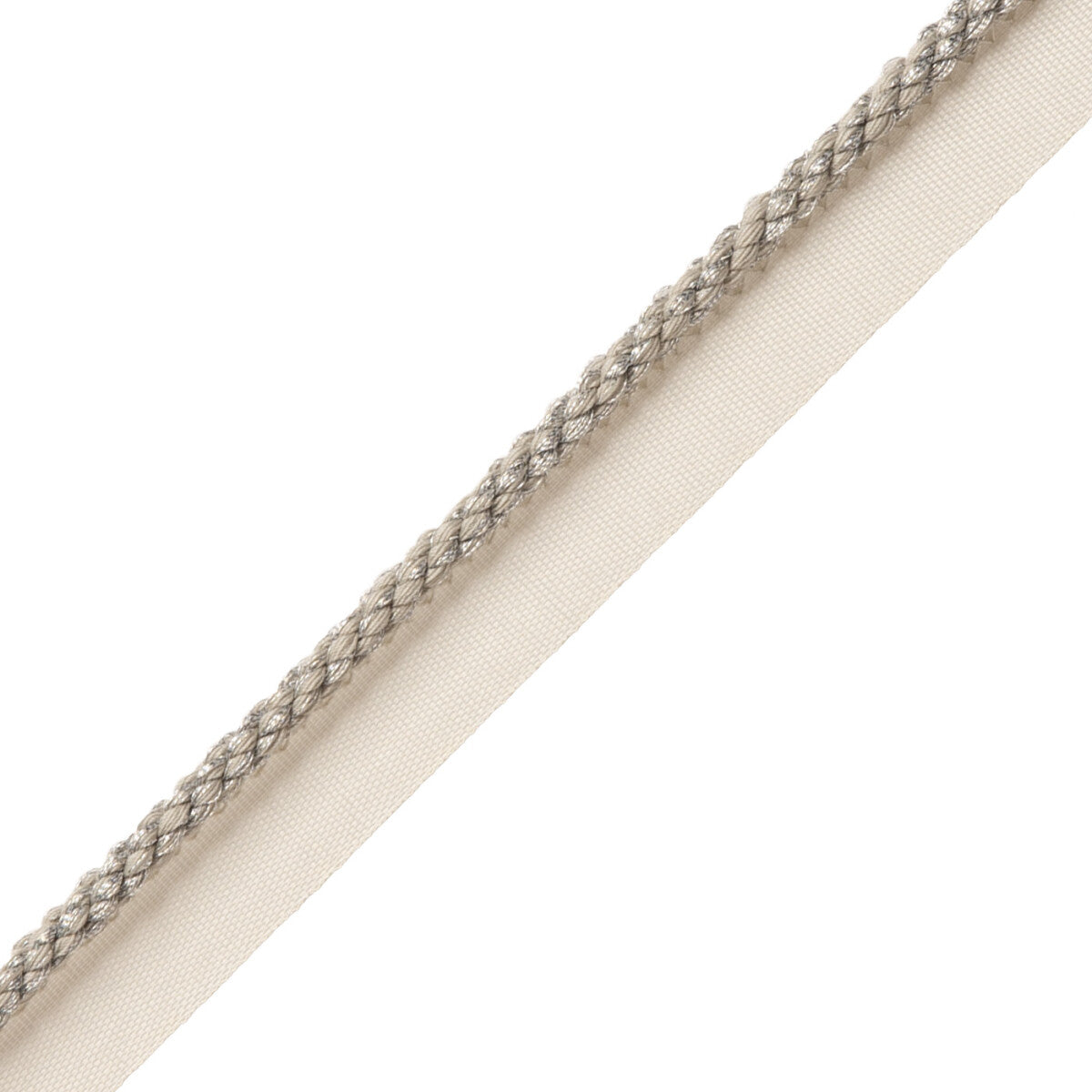 1/4" Cambridge Metallic Cord With Tape Trim by Samuel & Sons in Mercury Glass