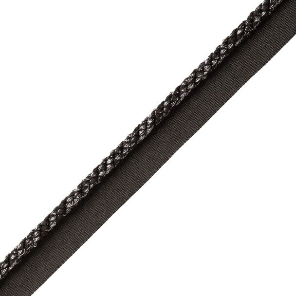 1/4" Cambridge Metallic Cord With Tape Trim by Samuel & Sons in Onyx