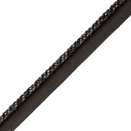 1/4" Cambridge Metallic Cord With Tape Trim by Samuel & Sons in Onyx