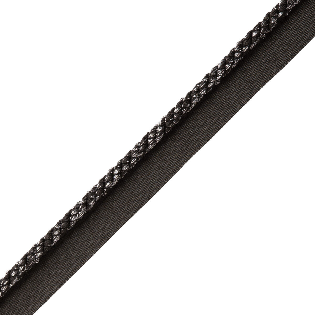 1/4" Cambridge Metallic Cord With Tape Trim by Samuel & Sons in Onyx