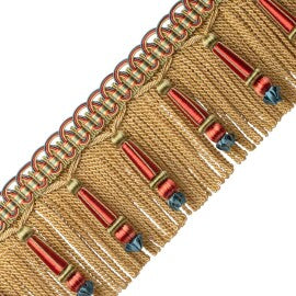 Margaux Beaded Bullion Fringe Trim by Samuel & Sons in Mandarine